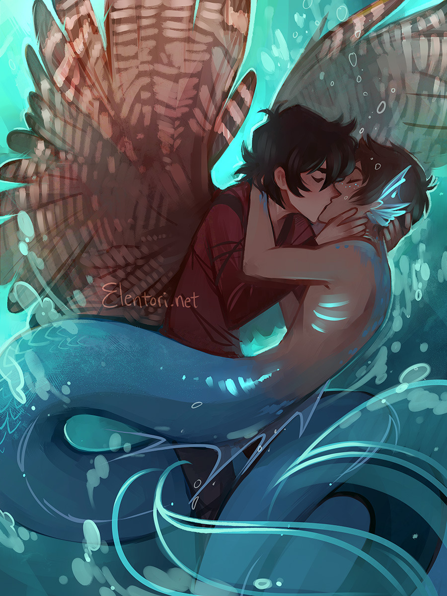 elentori-art: Kiss Kiss Drown at Sea (fic art for Watercast by @fishwrites)