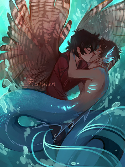 elentori-art: Kiss Kiss Drown at Sea (fic art for Watercast by @fishwrites)