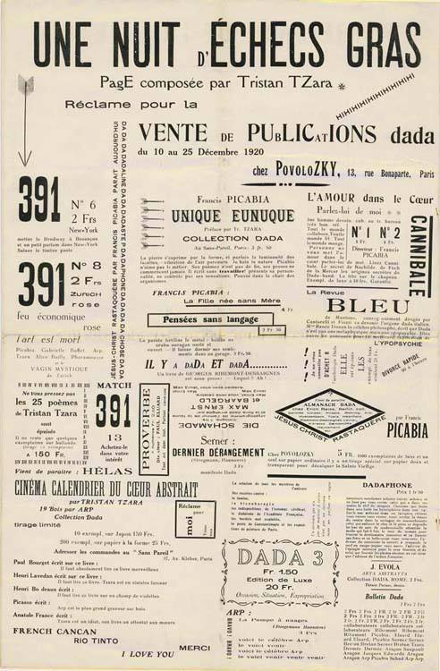 391 N° 14 NOVEMBRE 1920 PAGE 3 PUBLIE PAR FRANCIS PICABIA391 était un périodique