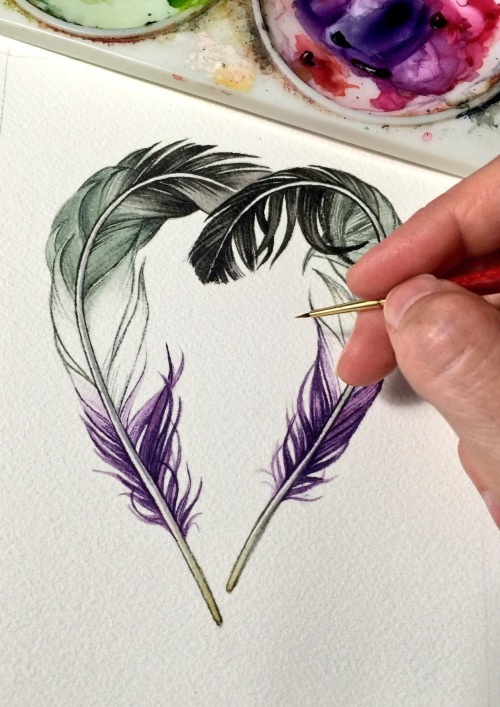 queerplatonicpositivity:sosuperawesome:Watercolor Pride FeathersJody Edwards on Etsy [ ID: A series 