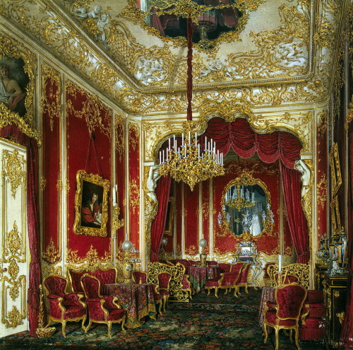 Eduard Hau (1807-1888) Interiors of the Winter Palace in Saint Petersburg. Watercolor