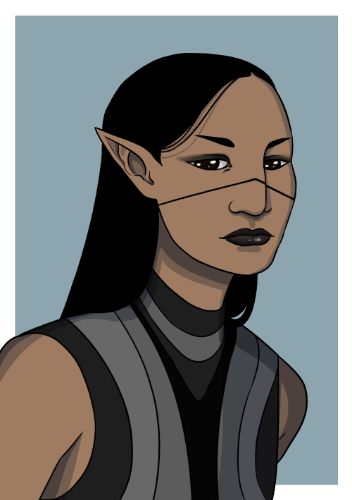 quakgrass: [image description; a digital drawing of sloane from the adventure zone facing slightly t