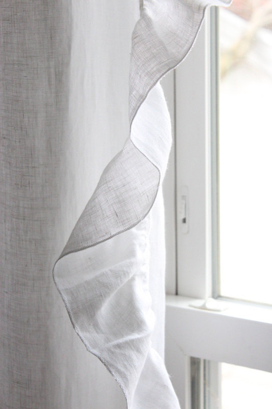 fernfiddlehead:  Linen curtain with ruffed edge by Lovely Home Idea | White or custom