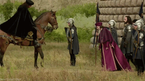 careful-sweetheart: borgia-gifs: Can I just say, I love that the horse is bowing too hahah. ahahahah