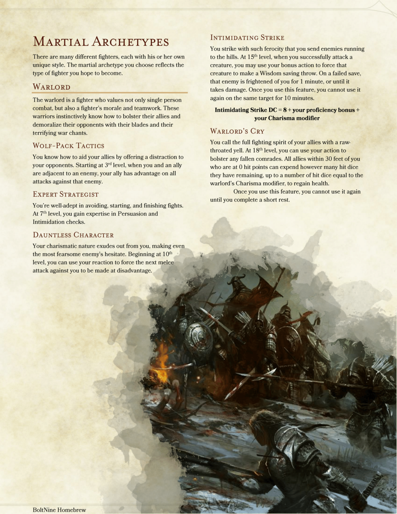 DnD 5e Homebrew Warlord Fighter by BoltNine Homebrew / Jonoman3000