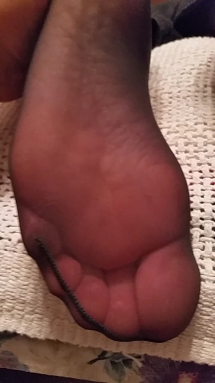 actif85: Wifes stocking feet for you to cum on.would love to see that