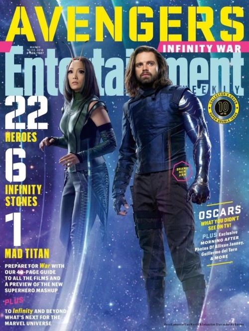 sebastiansource:Sebastian Stan as Bucky Barnes and Pom Klementieff as Mantis in Entertainment Weekly