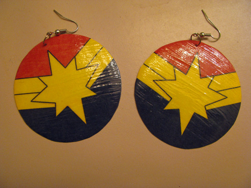 carolcorps:  silverchimaera:  Made myself a set of Captain Marvel earrings! Now I