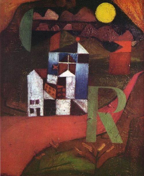 Paul Klee, Villa R, 1919. Oil on panel. Kunstsammlung Basel. Via WikiPaintings