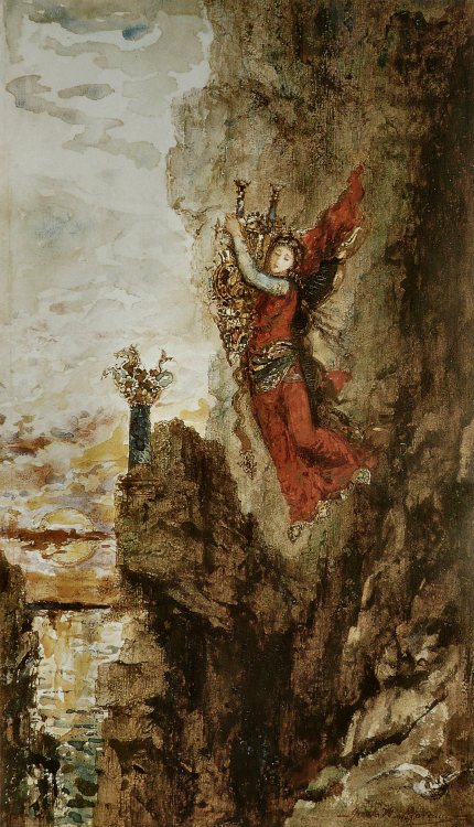 Sappho in Leucadia by Gustave Moreau. French, 19th century. Watercolor. Private collection. From Str