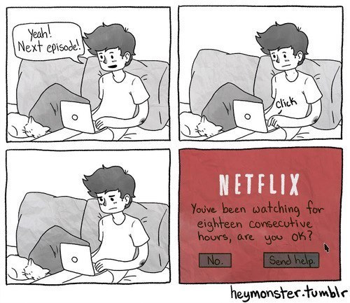 lumos5001:  ziverdavid:  so I can prove to my friend -  please reblog this if you’ve ever watched more than five hours straight of a single television series. she thinks I’m insane.   hello darkness my old friend… 