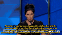 refinery29:  Sarah Silverman has sharp words for the Bernie or Bust people You’ve probably heard the soundbyte by now: “You’re being ridiculous,” she told crowds of Bernie supporters at the DNC. See all the Bernie/Hillary tussles at the convention
