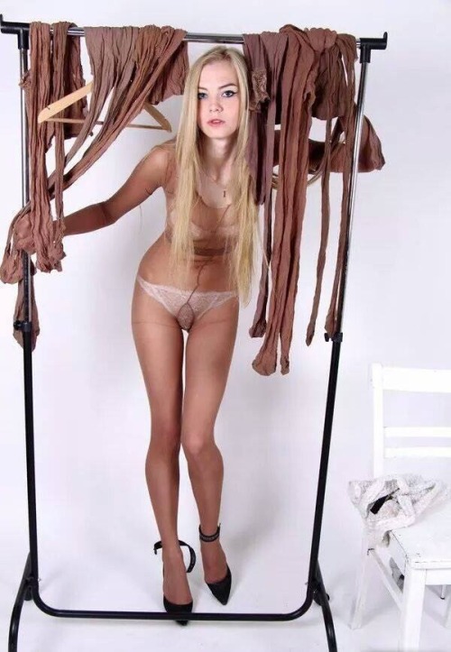 tights-lovers:Girl Aileen from tightslovers.com site posing with her used tights before pantyhose en