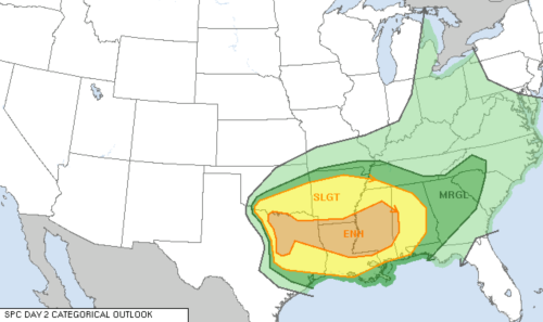 TOMORROW: An enhanced risk has been outlined along the Red River valley with a distinct threat for v