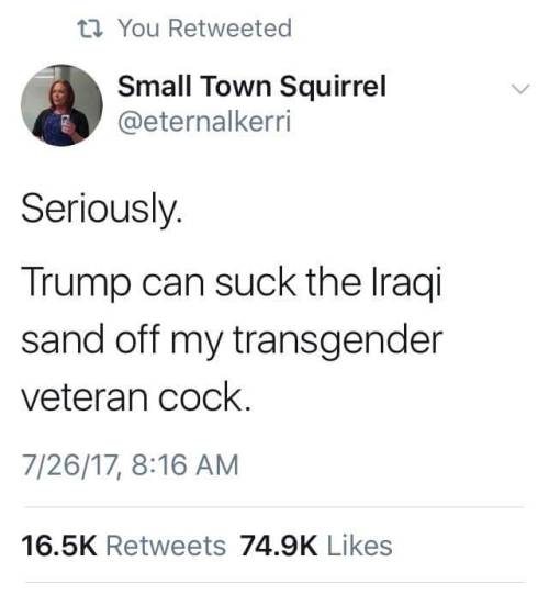 oceanlesbian:inferior-mirage:liberalsarecool:To the point. ‘Bone spur Don’ has a lot of sucking to d