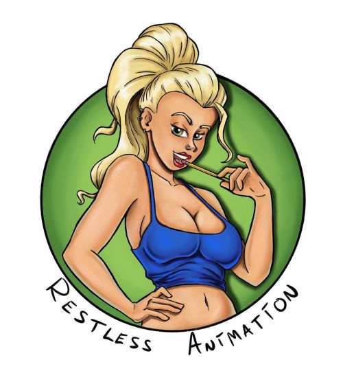 New logo!. . . #newlogo #art #artistsoninstagram #blondehair #hotboobs #blue #ponytail #pinup #pin