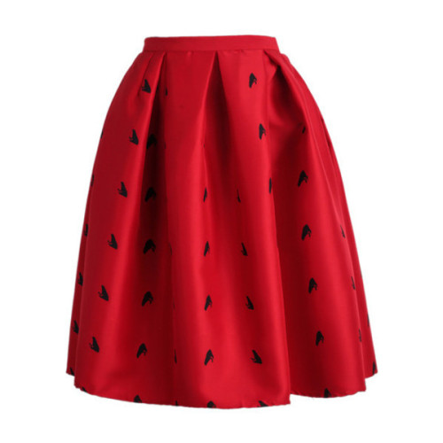 Frog Print Flare Skirt ❤ liked on Polyvore (see more red skater skirts)