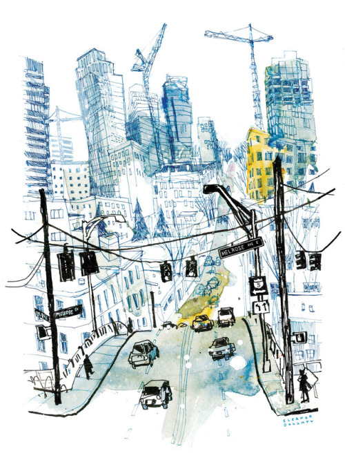 Portraits of Seattle / ink, paint marker, watercolor on paper