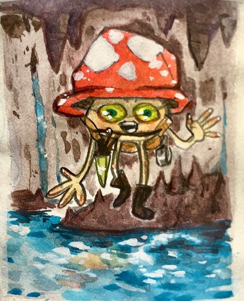 Mushroom adventurer explorin’ some ole caves from the sketchbook • • • • • #fantasyart #fantasychara