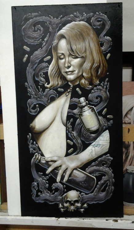Almost finished with another painting for the Dark Love show on Valentine’s Day at 400 West Ri