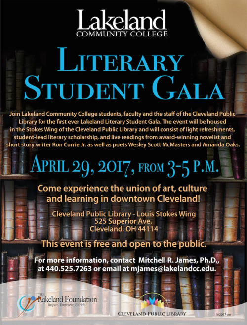 amanda-oaks: I’ll be poeming in Cleveland, OH @ the Lakeland Literary Student Gala on 4/29 with nove