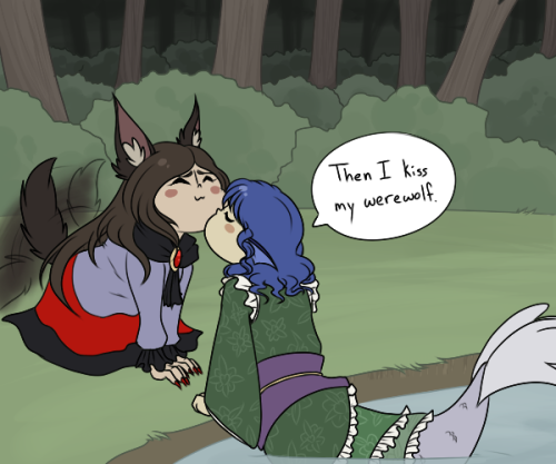 ayashameimaru:Wakasagihime teaches Sekibanki about proper werewolf care X3!