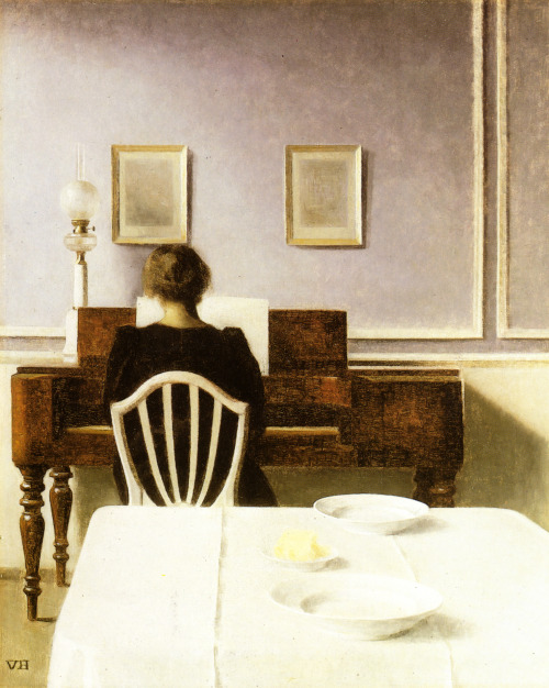 Interior with a Girl at the Clavier (1901). Vilhelm Hammershøi (Danish, 1864–1916). Oil on canvas.Ha