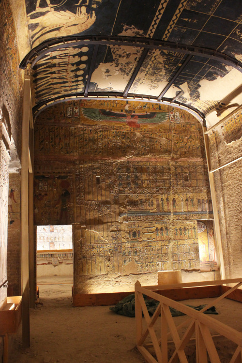 ancient-egypts-secrets:  Images from the tomb of Seti I (known by Egyptologists as KV17) Valley of the Kings, Egypt. Discovered in 1817 by Giovanni Belzoni.  The longest (at more than 120 meters), deepest and most completely finished tomb in the Valley