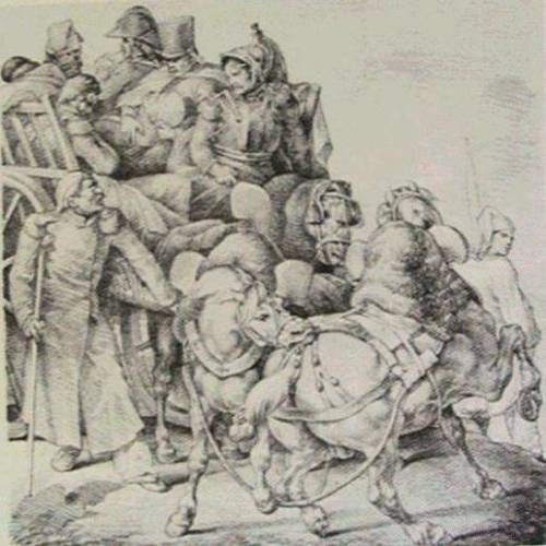Wagons filled with wounded soldiers, 1818, Theodore Gericault