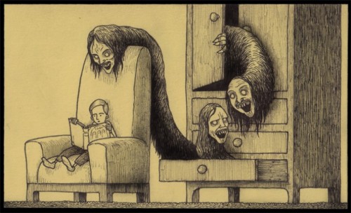 a-polite-fuck-off:  A hand full of Don Kenn’s Amazing art work drawn on post-it notes.