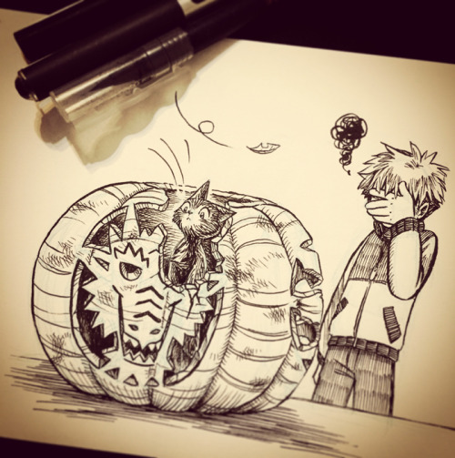 inktober little pumpkin thing story, part 3 ;3get the work started!!!! (day 10)clean the stuff insid