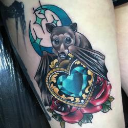 darylwatsontattoo:  Back of the thigh bat
