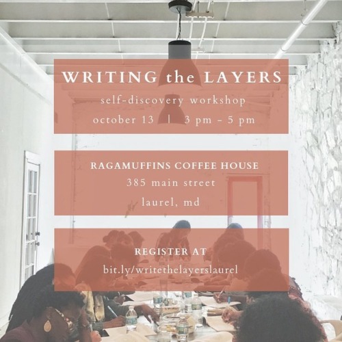 I’m having a pop-up writing workshop at @ragamuffinslaurel on Saturday 10/13 from 3 to 5 PM. If you’