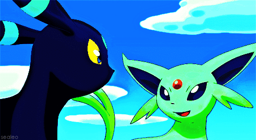 Shiny Eeveelution Gifs — Espeon and Umbreon