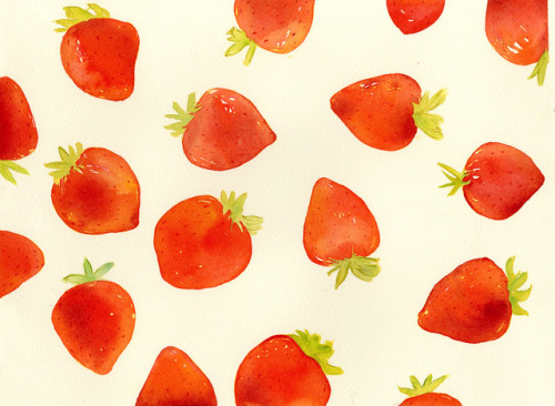 Been craving strawberries! So went ahead and painted some.Watercolor