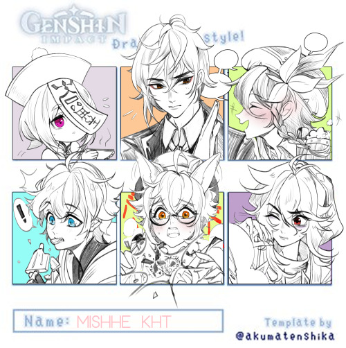 i did the draw in your style meme for genshin characters!