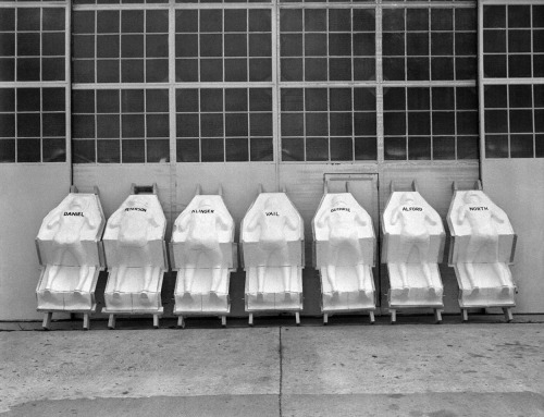 Individual seats molded for astronauts at NASA’s Langley Research Center, Virginia, 1959.
