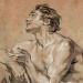 antonio-m:“Academic study representing Mars”, c.1754 by François Boucher (1703–1770). French painter, engraver and decorator during the Rococo period. coloured chalk
