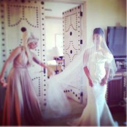 Ladyxgaga:  Gaga Holding Her Friend Bo’s Wedding Dress.