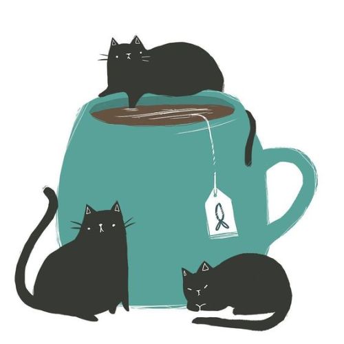 deliciouslydark:Cats &amp; Tea by Kelsey King Illustration on Instagram