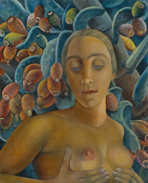 pintoras:Anita Rée (German, 1885 - 1933): Halbakt vor Feigenkaktus (1922-1925) (via Hamburger