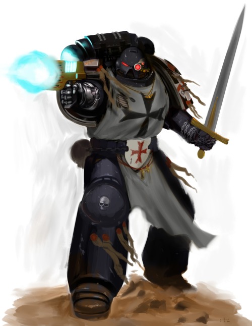 black templar doodle painting cuz the black templar symbol popped up at the end of the Faith and Fur