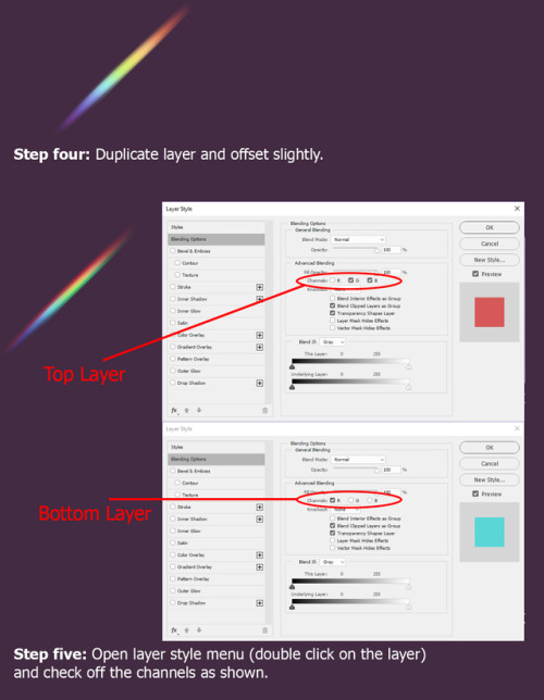 larndraws:I was asked how I made the rainbow light effect in my last piece, so I put together a quic