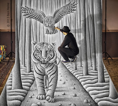 something-spoopy: unicorn-meat-is-too-mainstream: Artist’s Ben Heine 3D drawings are
