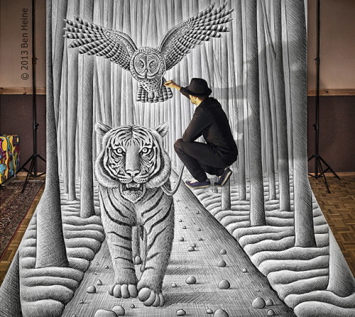 pencilvscamera:  Artist’s Ben Heine 3D adult photos