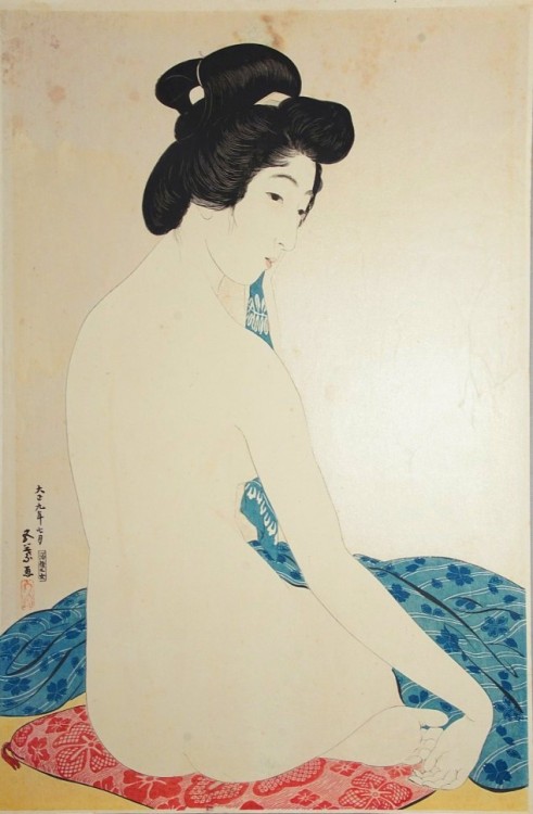 Hashiguchi Goyō, Yokugo no onna( Woman after a Bath), 1915 Hashiguchi Goyōproduced only 15 woodblock
