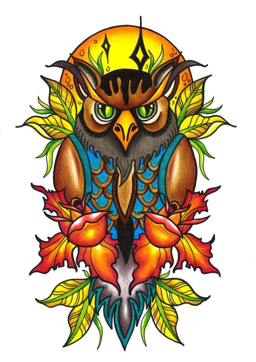 kertulaura on instagram — Neotraditional owl tattoo design by...
