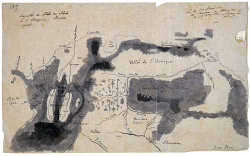 Alexander von Humboldt, Three of the nine american diaries, 1799-1804. Sketch of the Orinoco region.