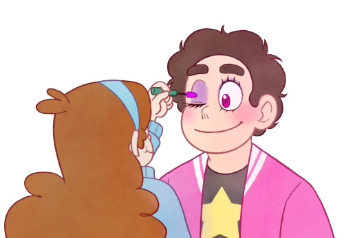 infriga: I have lots of SU x GF crossover ideas but I ended up drawing Mabel giving Steven a makeove