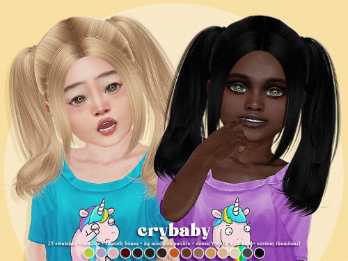 thecrybabystore:Crybaby - Toddler Hair ( Alpha )15 swatches (hair)hq mod compatibledoesn’t wor